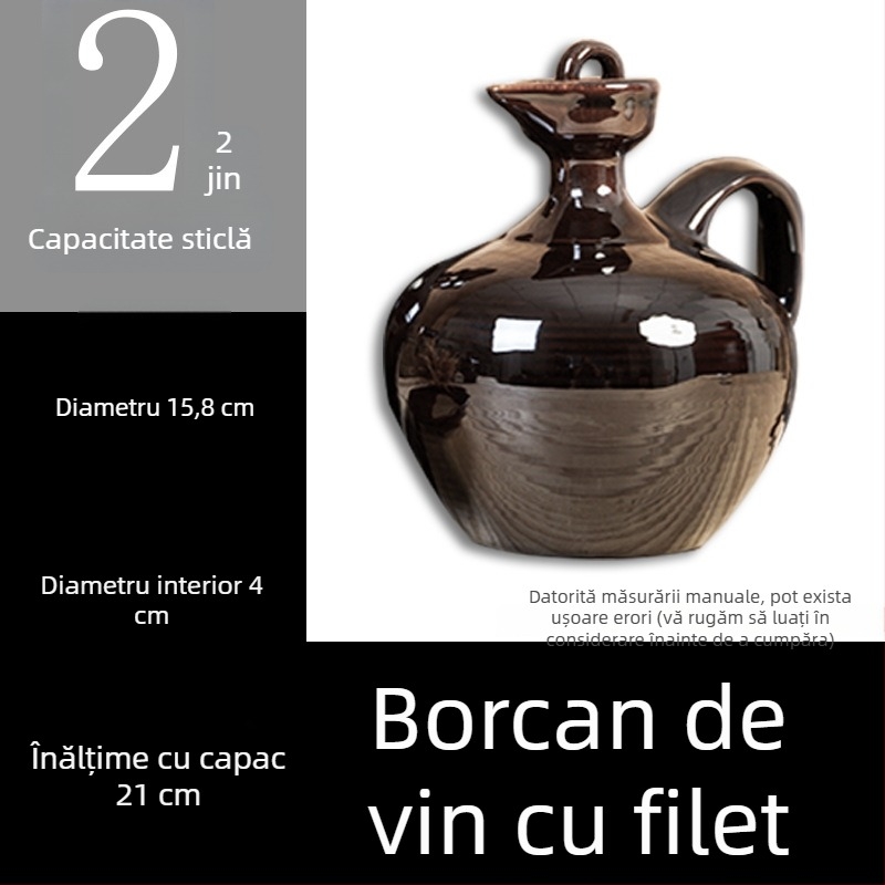 Vas ceramic pentru vin în stil antic, recipient tradițional din teracotă pentru vin, sticlă de vin, 1 jin, 2 jin, 3 jin, 5 jin