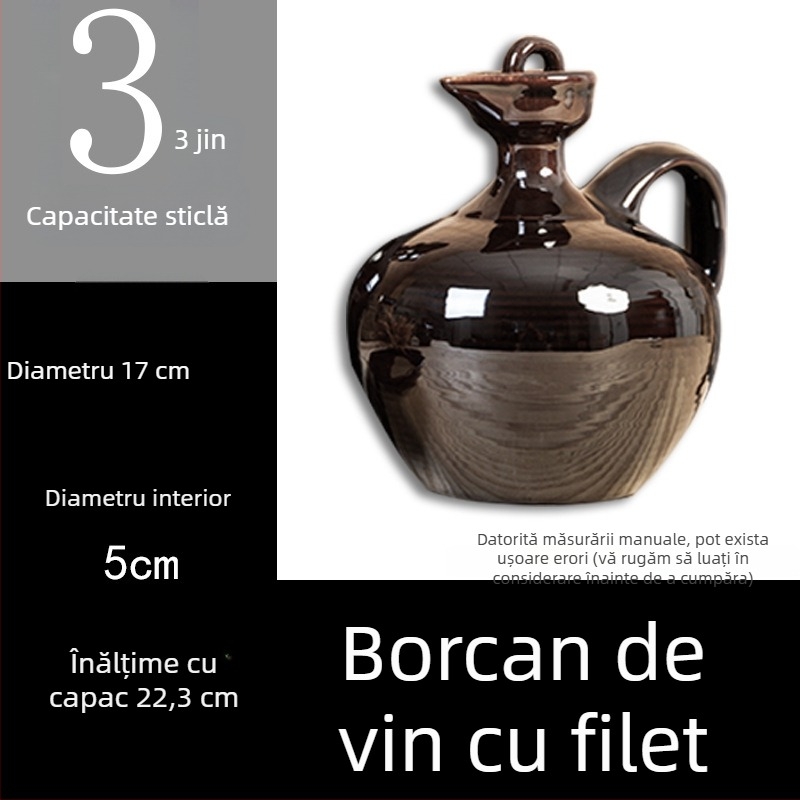Vas ceramic pentru vin în stil antic, recipient tradițional din teracotă pentru vin, sticlă de vin, 1 jin, 2 jin, 3 jin, 5 jin