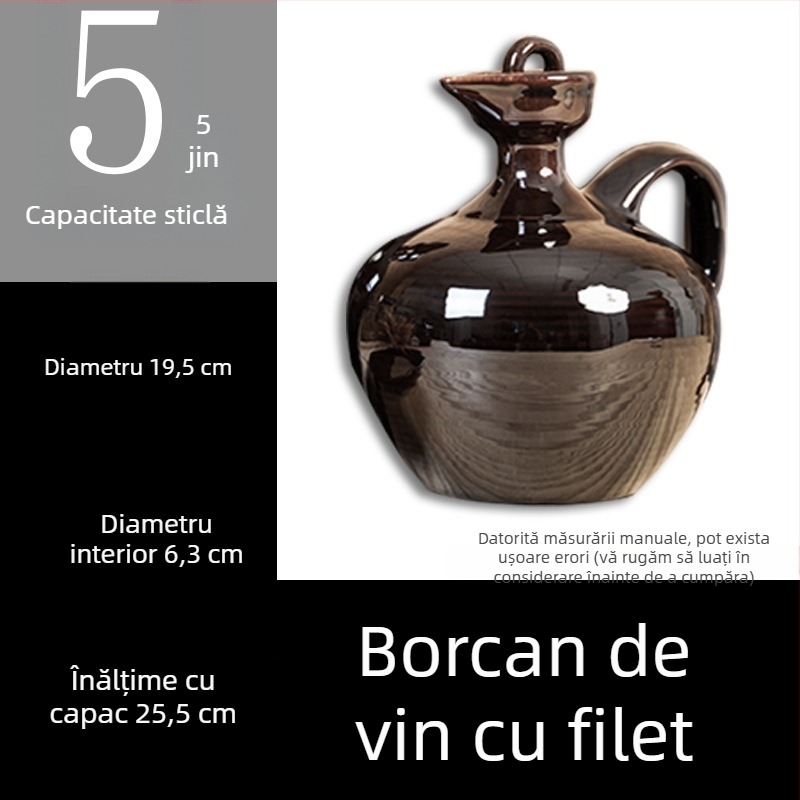 Vas ceramic pentru vin în stil antic, recipient tradițional din teracotă pentru vin, sticlă de vin, 1 jin, 2 jin, 3 jin, 5 jin