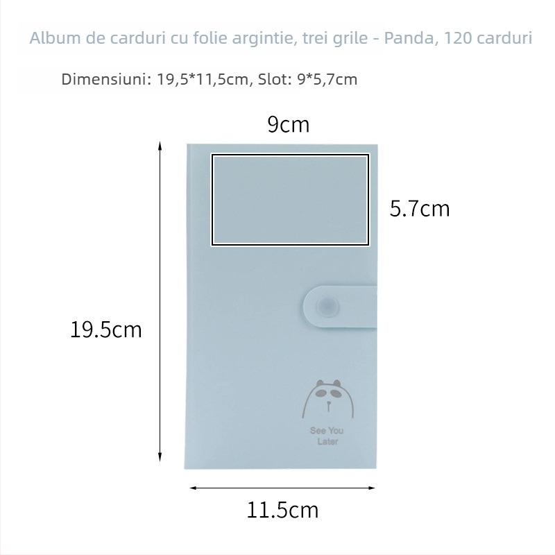 Album de carduri cu folie argintie, cu trei secțiuni, carduri cu animale simple, colecție pentru fani anime, album pentru fotografii Polaroid