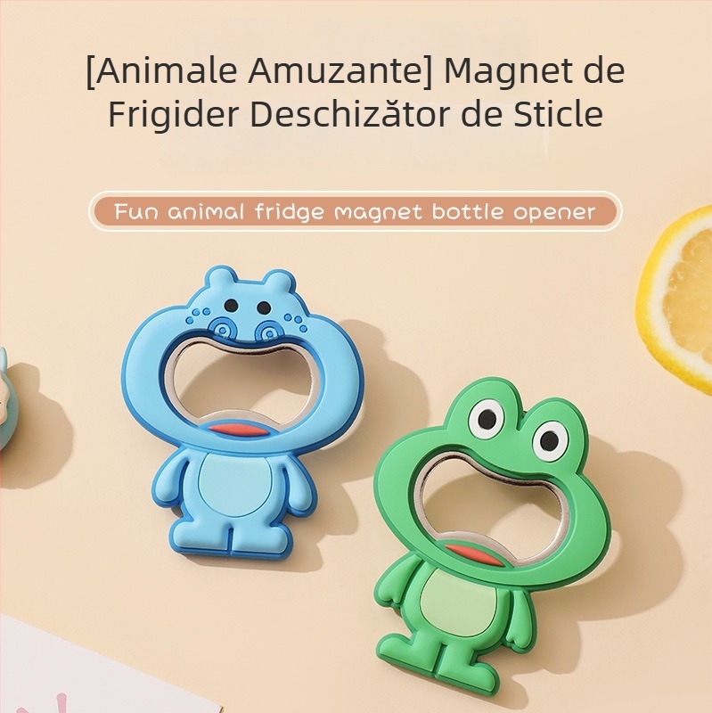 Magneți de frigider cu motive animale, deschizător creativ de sticle, 2 în 1 deschizător de bere și note magnetice, din cauciuc moale