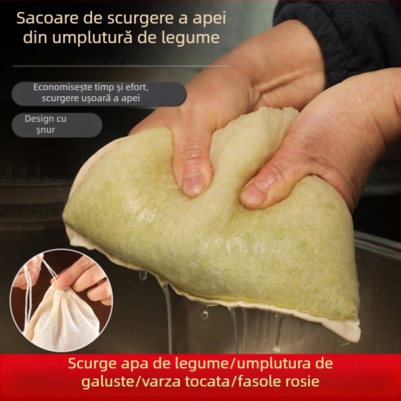 Pungă de filtrare pentru lapte de soia, cu tifon fin — pentru filtrare, fierbere, marinare și umplere; uneltă de bucătărie pentru prepararea tofu-ului