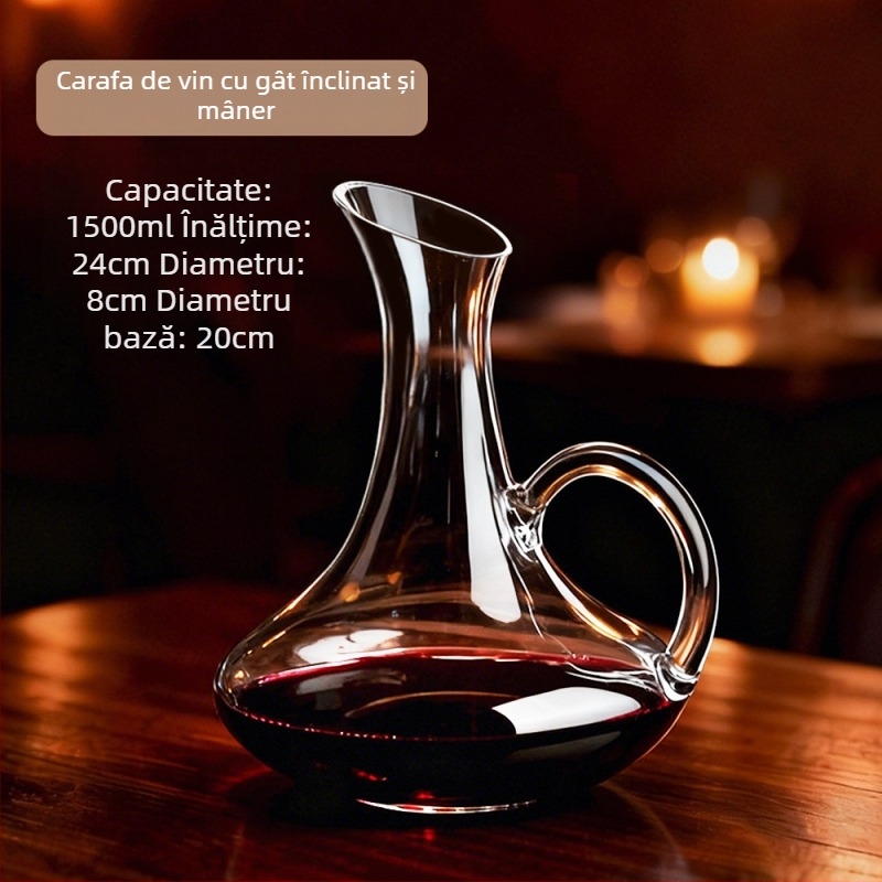 Decantor din cristal pentru vin roșu, capacitate 1000 ml, pentru uz casnic și restaurante elegante.