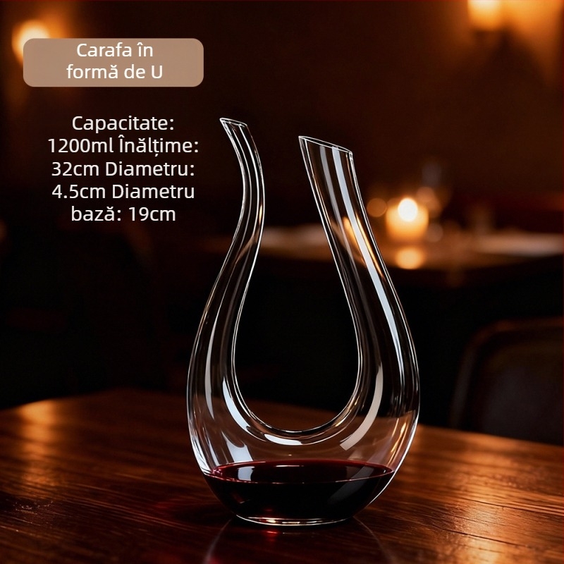 Decantor din cristal pentru vin roșu, capacitate 1000 ml, pentru uz casnic și restaurante elegante.