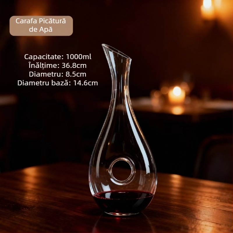 Decantor din cristal pentru vin roșu, capacitate 1000 ml, pentru uz casnic și restaurante elegante.