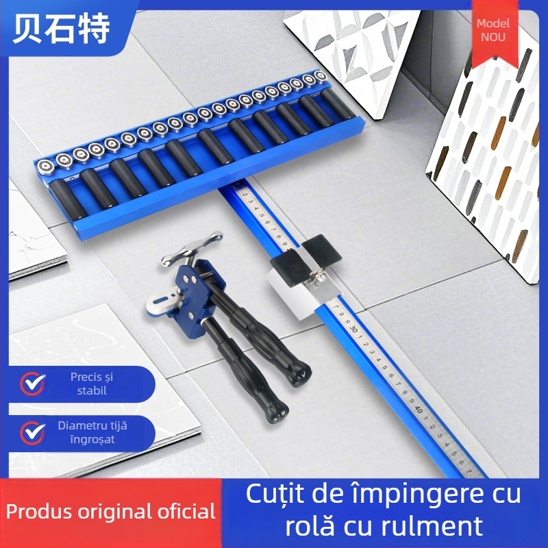 Unealtă tip T pentru plăci, cu rolă cu rulment și scripet, pentru plăci ceramice, plăci de podea și plăci din piatră