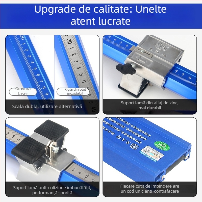 Unealtă tip T pentru plăci, cu rolă cu rulment și scripet, pentru plăci ceramice, plăci de podea și plăci din piatră