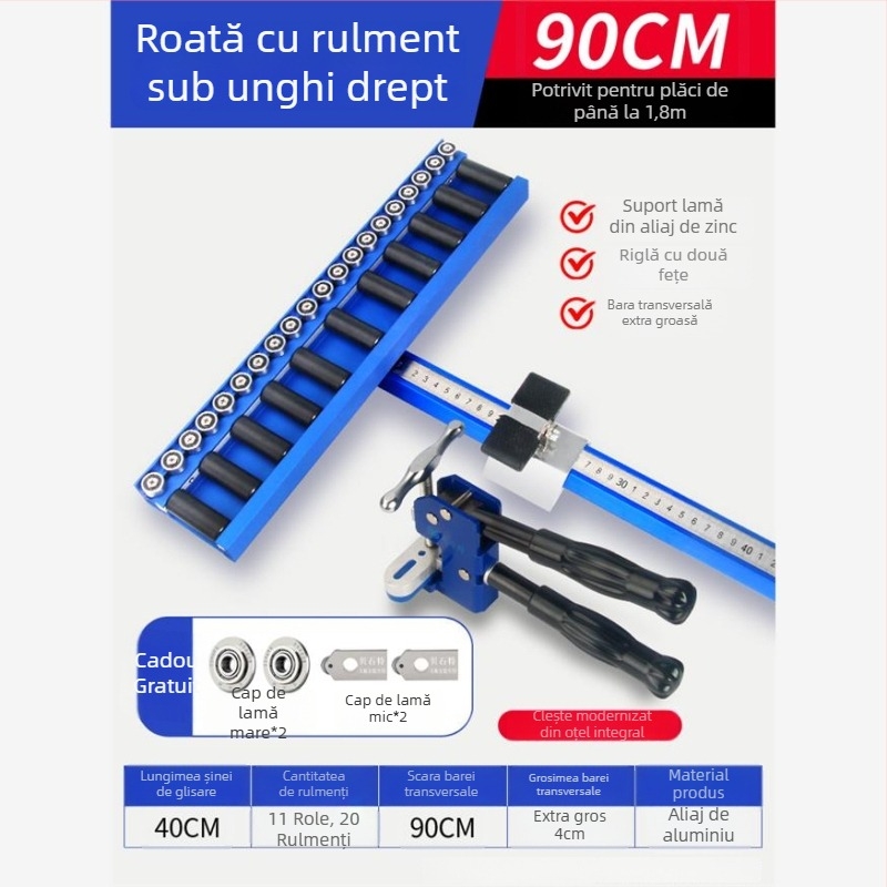 Unealtă tip T pentru plăci, cu rolă cu rulment și scripet, pentru plăci ceramice, plăci de podea și plăci din piatră