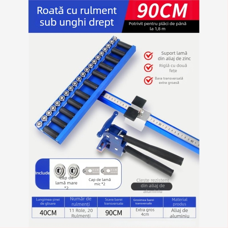 Unealtă tip T pentru plăci, cu rolă cu rulment și scripet, pentru plăci ceramice, plăci de podea și plăci din piatră