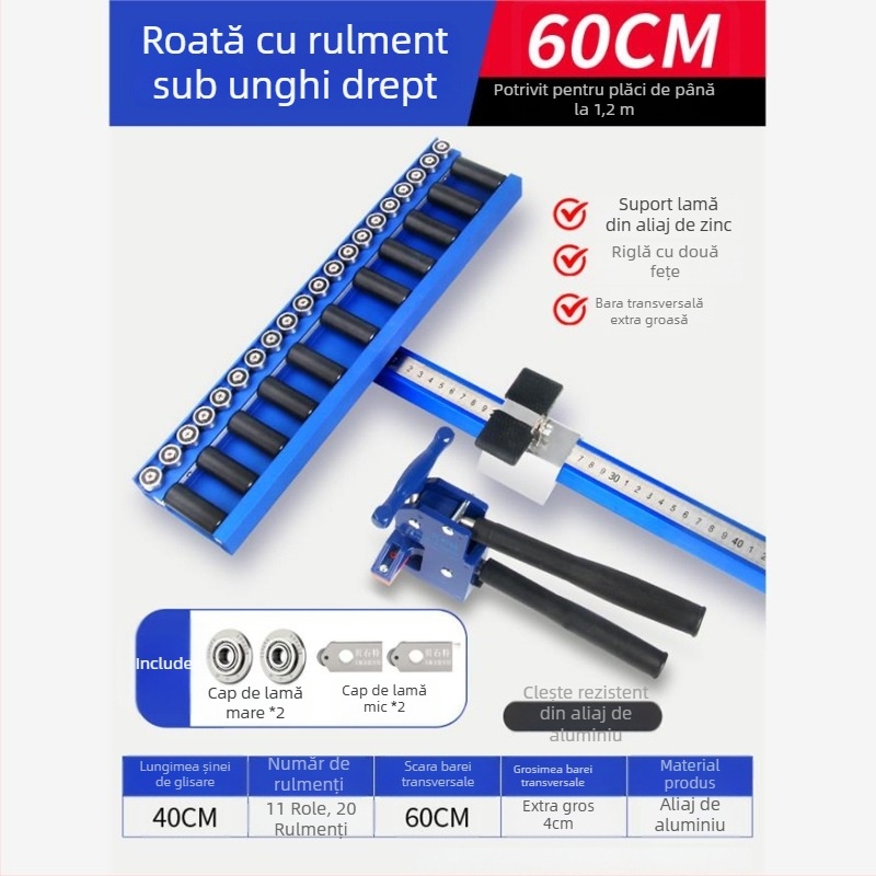 Unealtă tip T pentru plăci, cu rolă cu rulment și scripet, pentru plăci ceramice, plăci de podea și plăci din piatră