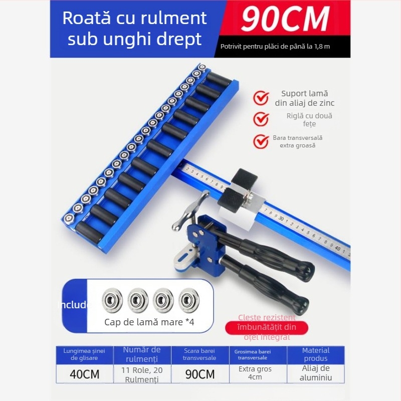 Unealtă tip T pentru plăci, cu rolă cu rulment și scripet, pentru plăci ceramice, plăci de podea și plăci din piatră