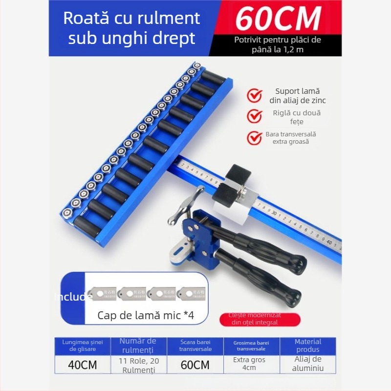 Unealtă tip T pentru plăci, cu rolă cu rulment și scripet, pentru plăci ceramice, plăci de podea și plăci din piatră