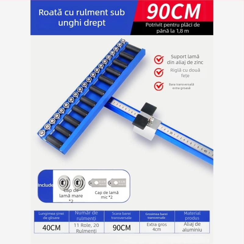 Unealtă tip T pentru plăci, cu rolă cu rulment și scripet, pentru plăci ceramice, plăci de podea și plăci din piatră