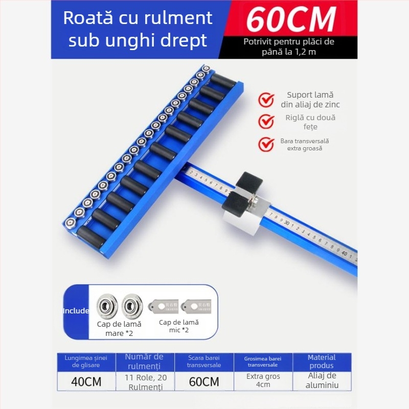 Unealtă tip T pentru plăci, cu rolă cu rulment și scripet, pentru plăci ceramice, plăci de podea și plăci din piatră