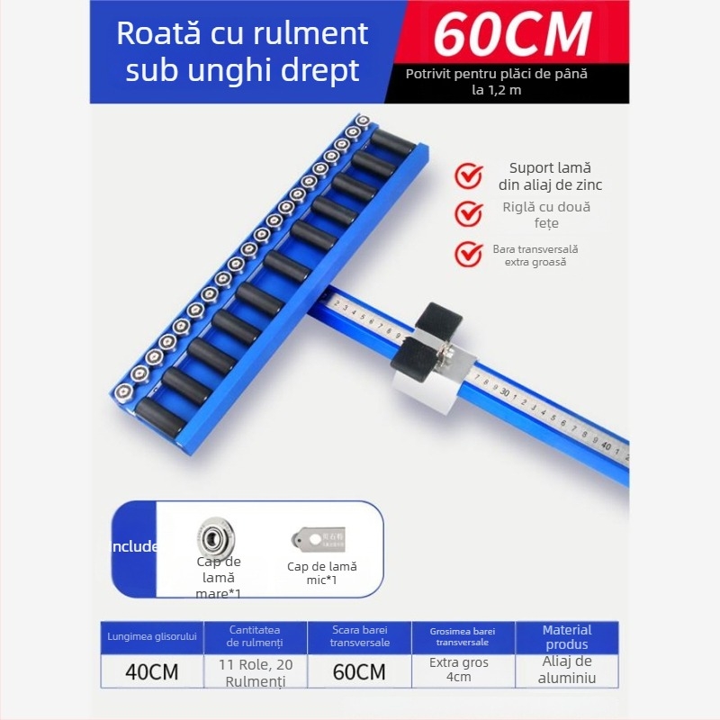 Unealtă tip T pentru plăci, cu rolă cu rulment și scripet, pentru plăci ceramice, plăci de podea și plăci din piatră