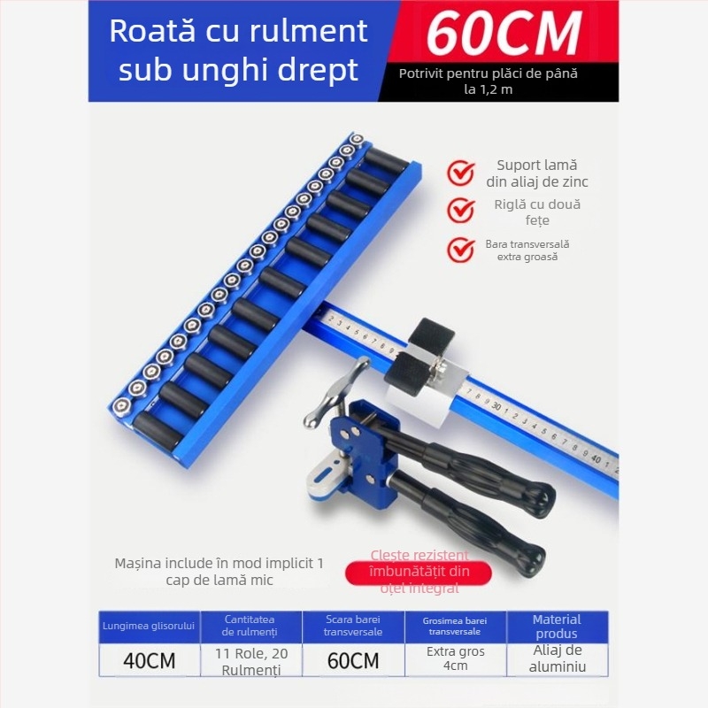 Unealtă tip T pentru plăci, cu rolă cu rulment și scripet, pentru plăci ceramice, plăci de podea și plăci din piatră