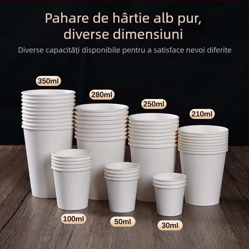 Cupe de hârtie mini, de unică folosință, albe, pentru degustare, 30 ml