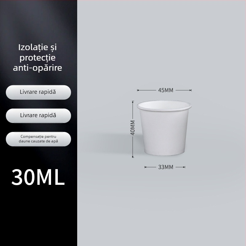 Cupe de hârtie mini, de unică folosință, albe, pentru degustare, 30 ml
