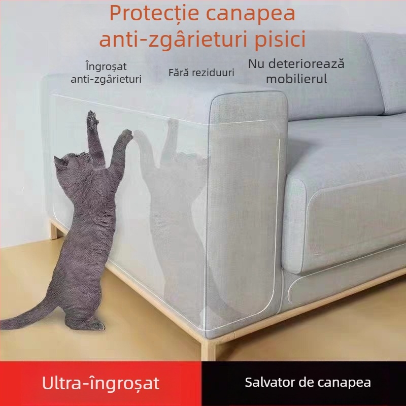 Protector transparent pentru marginea canapelei, anti-zgârieturi de pisică, PVC