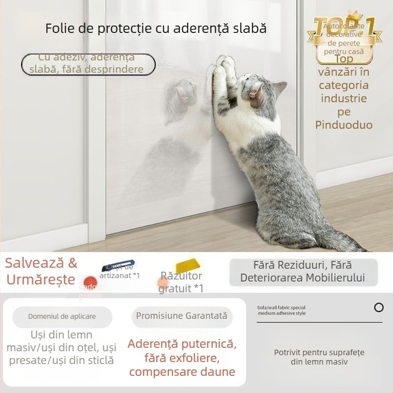 Protector transparent pentru marginea canapelei, anti-zgârieturi de pisică, PVC