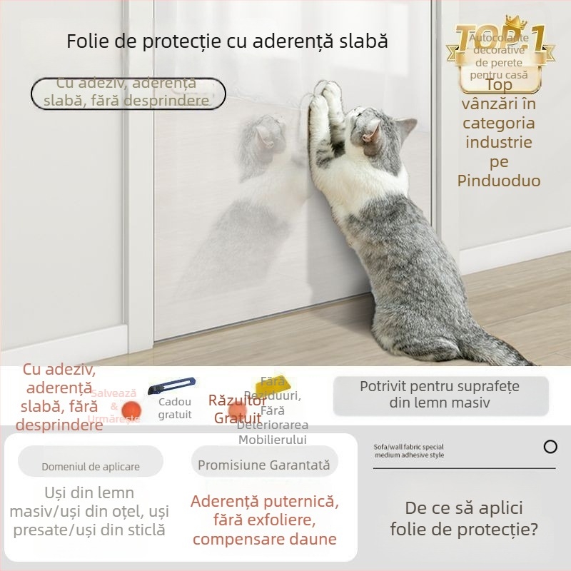 Protector transparent pentru marginea canapelei, anti-zgârieturi de pisică, PVC
