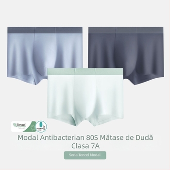 Lenjerie intimă pentru bărbați antibacteriană, Tencel Modal, 80 de fire, respirabilă, cu Lycra, boxeri talie medie, fără cusături