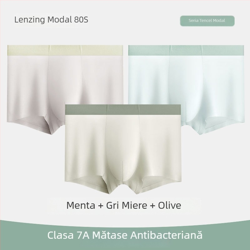 Lenjerie intimă pentru bărbați antibacteriană, Tencel Modal, 80 de fire, respirabilă, cu Lycra, boxeri talie medie, fără cusături