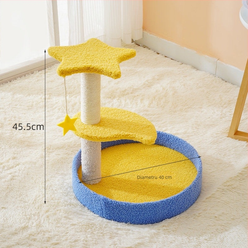 Turn de escaladare pentru pisici, cu cuib integrat și post din sisal, compact pentru spații mici