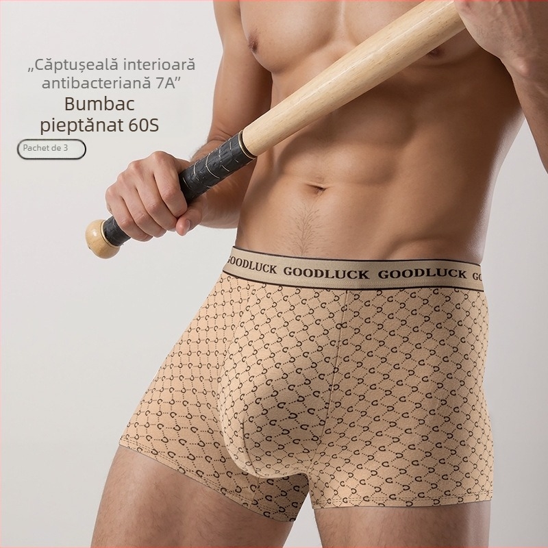 Chiloți pentru bărbați din bumbac cu grafen, respirabili și antibacterieni, mărime mare, modele geometrice în blocuri de culoare