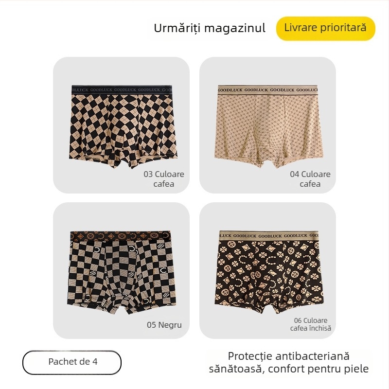 Chiloți pentru bărbați din bumbac cu grafen, respirabili și antibacterieni, mărime mare, modele geometrice în blocuri de culoare