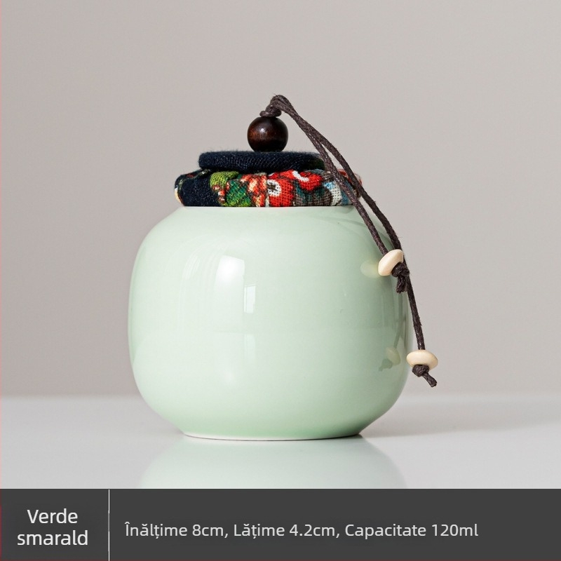 Recipient ceramic mic pentru ceai, simplu și modern, cu capac etanș, pentru depozitare portabilă