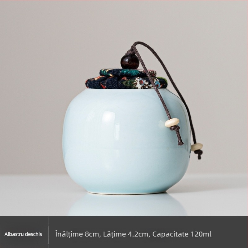 Recipient ceramic mic pentru ceai, simplu și modern, cu capac etanș, pentru depozitare portabilă