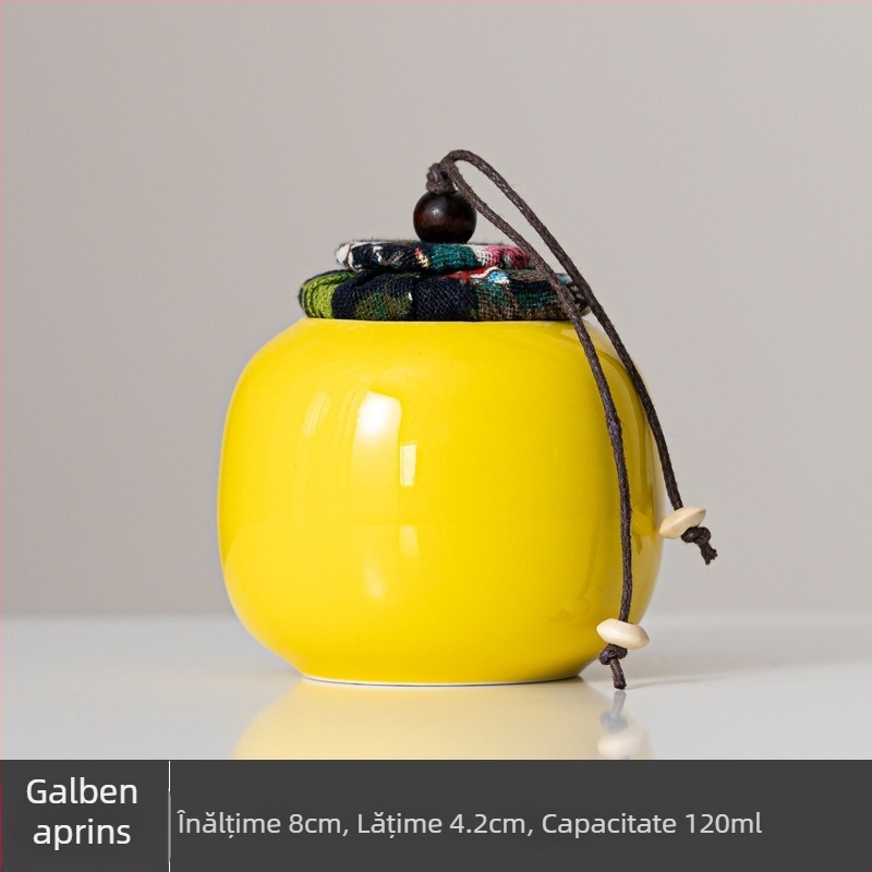 Recipient ceramic mic pentru ceai, simplu și modern, cu capac etanș, pentru depozitare portabilă