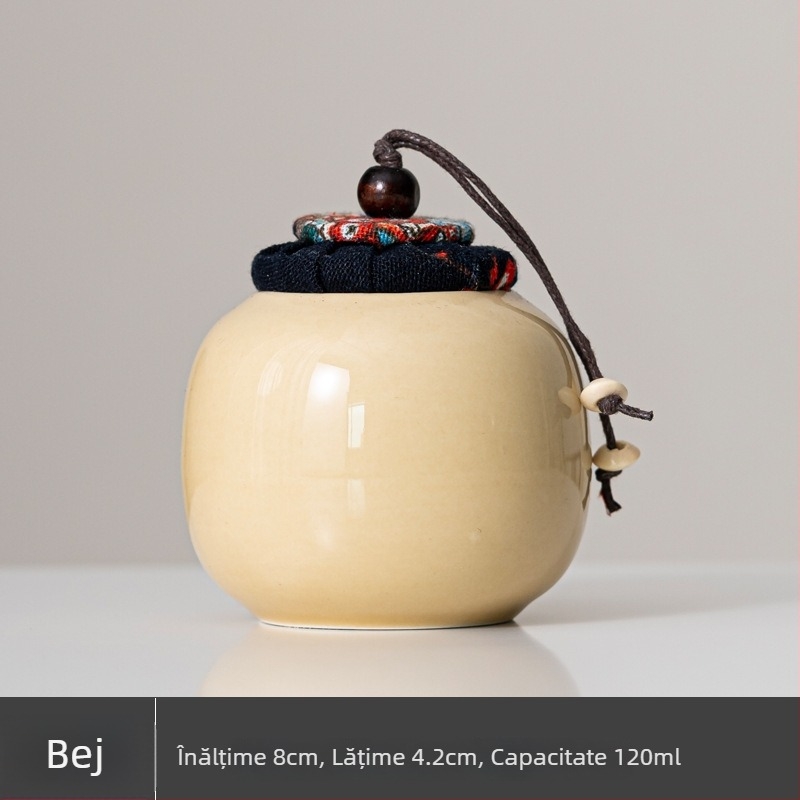 Recipient ceramic mic pentru ceai, simplu și modern, cu capac etanș, pentru depozitare portabilă