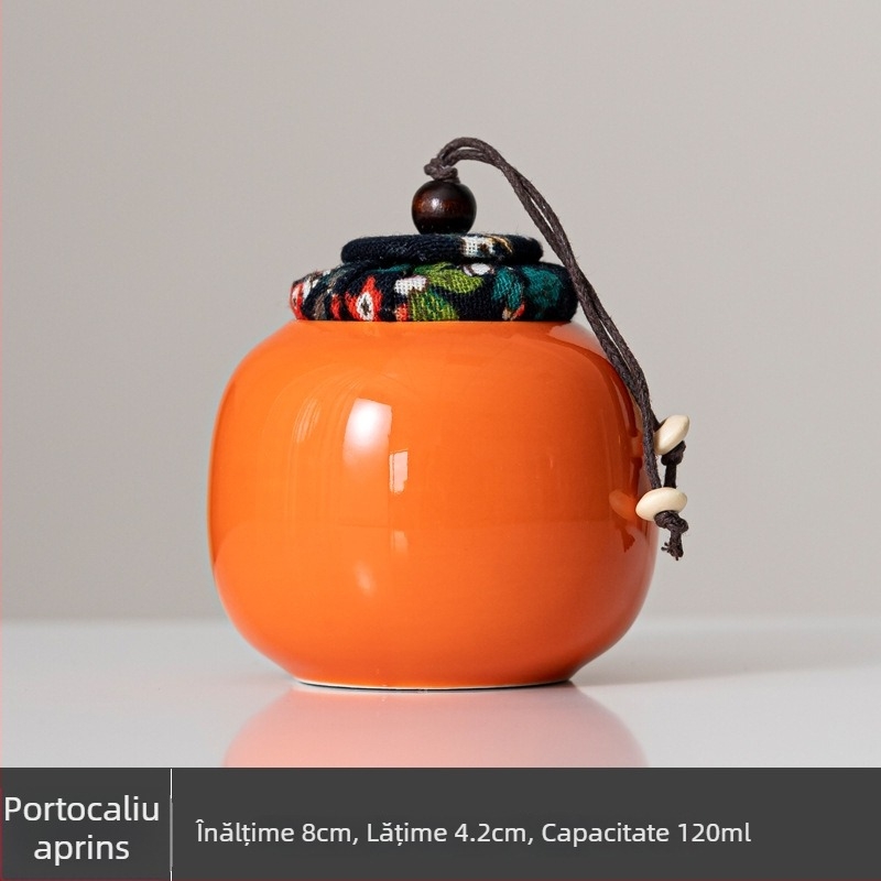 Recipient ceramic mic pentru ceai, simplu și modern, cu capac etanș, pentru depozitare portabilă