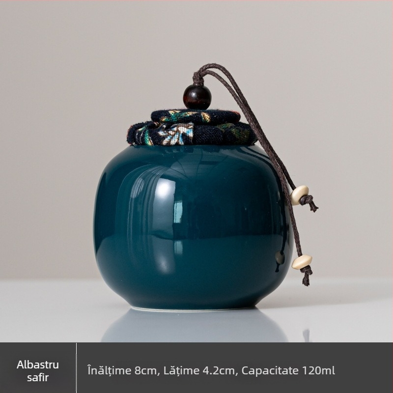 Recipient ceramic mic pentru ceai, simplu și modern, cu capac etanș, pentru depozitare portabilă