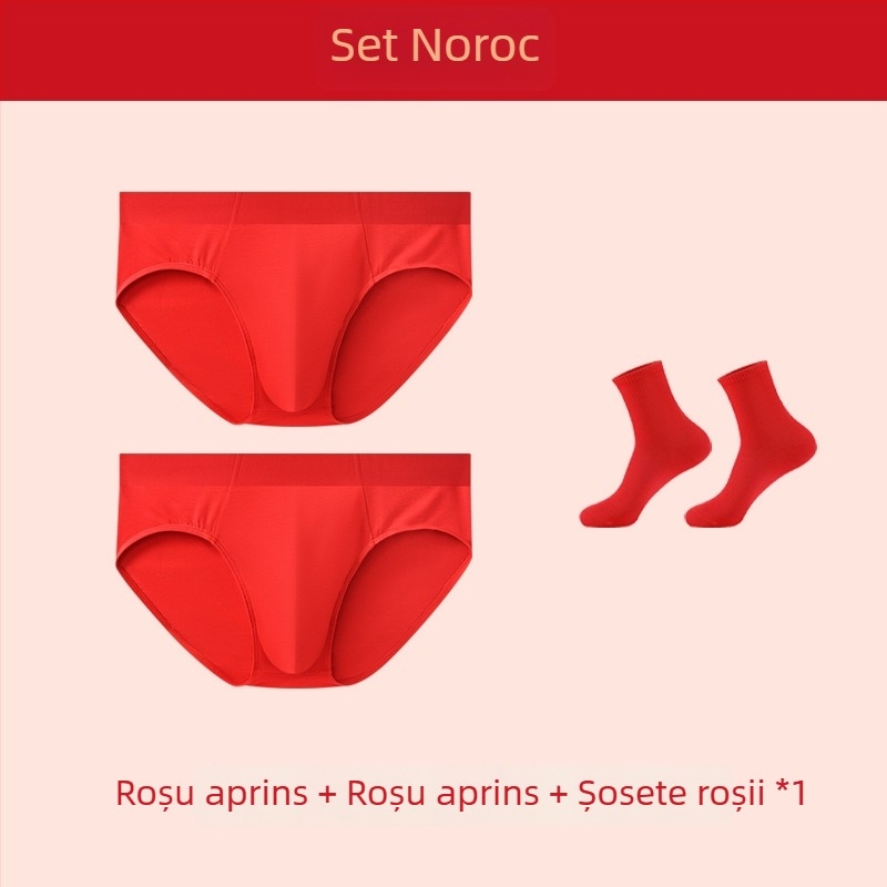 Slipuri bărbați din modal, roșu aprins, respirabile și confortabile, temă Anul zodiacal