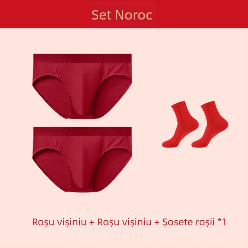 Slipuri bărbați din modal, roșu aprins, respirabile și confortabile, temă Anul zodiacal