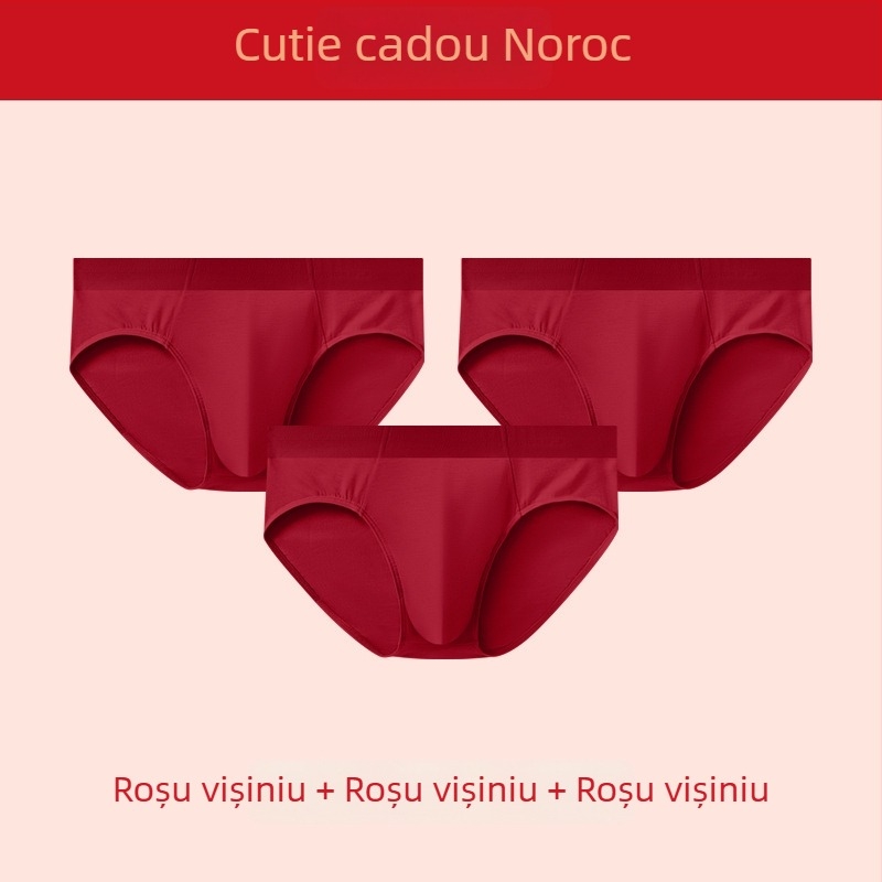 Slipuri bărbați din modal, roșu aprins, respirabile și confortabile, temă Anul zodiacal