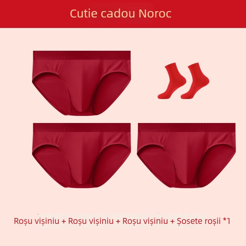 Slipuri bărbați din modal, roșu aprins, respirabile și confortabile, temă Anul zodiacal