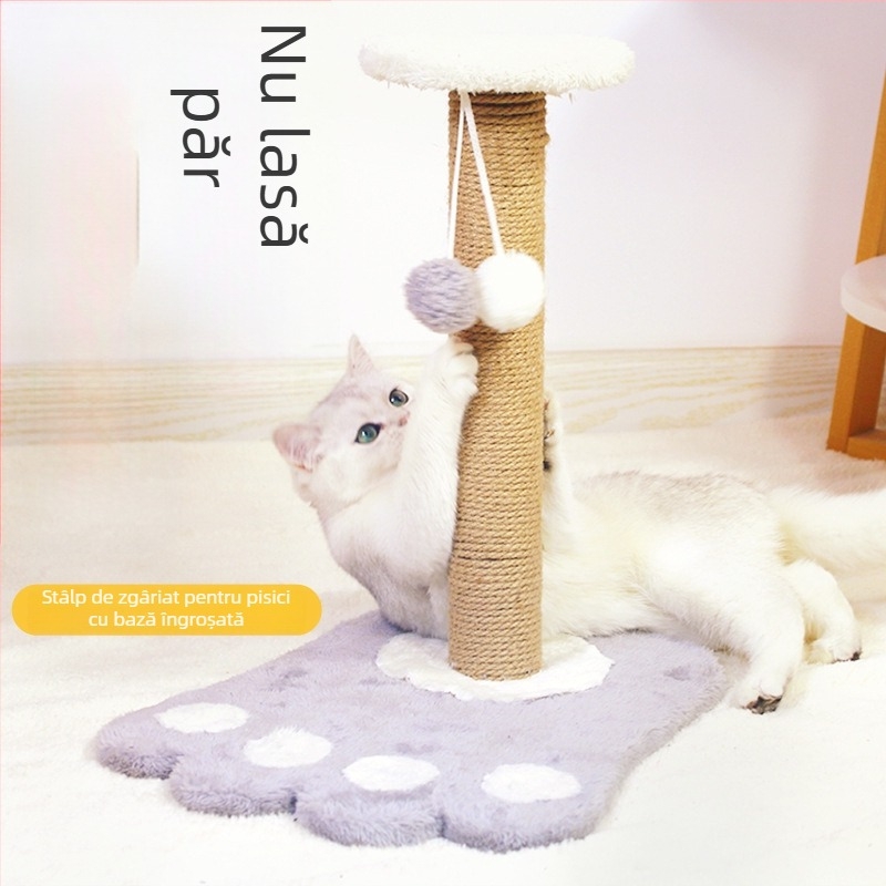 Stâlp de zgâriere pentru pisici din sisal, cadru vertical de cățărare, fără scădere a părului, rezistent la uzură, jucărie și culcuș pentru toate anotimpurile