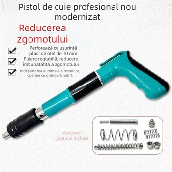 Model nou, pistol cuie silențios pentru montaj în tavan, suport pentru canal de cablu, pistol pneumatic pentru agățat, pistol cuie pentru electrician