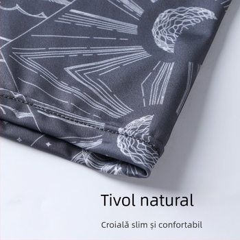 Chiloți bărbătește de vară, din ice silk, respirabili și subțiri, talie mediană, imprimeu romb și peisaj
