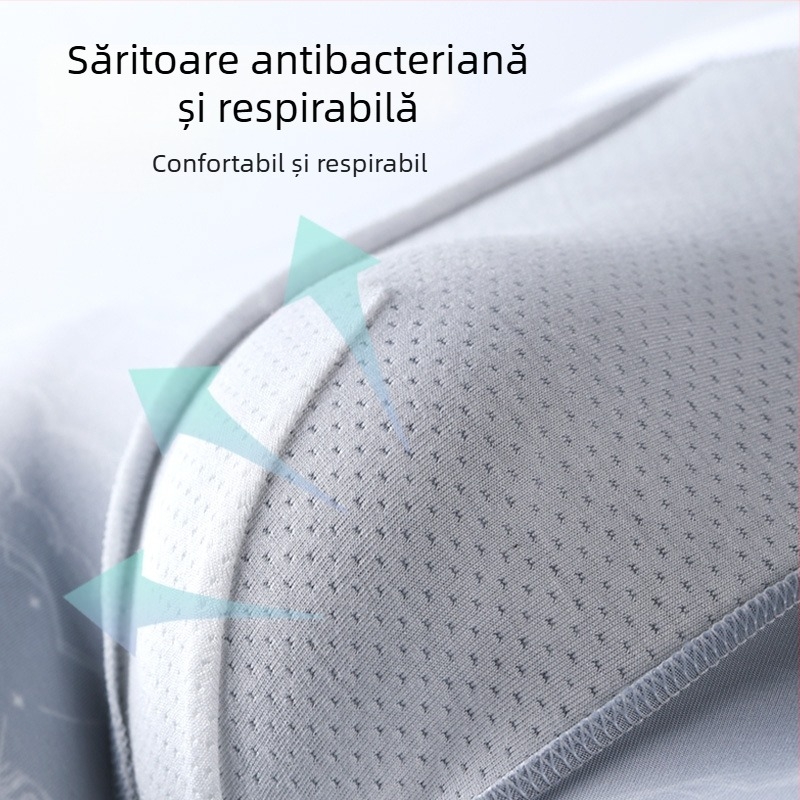 Chiloți bărbătește de vară, din ice silk, respirabili și subțiri, talie mediană, imprimeu romb și peisaj