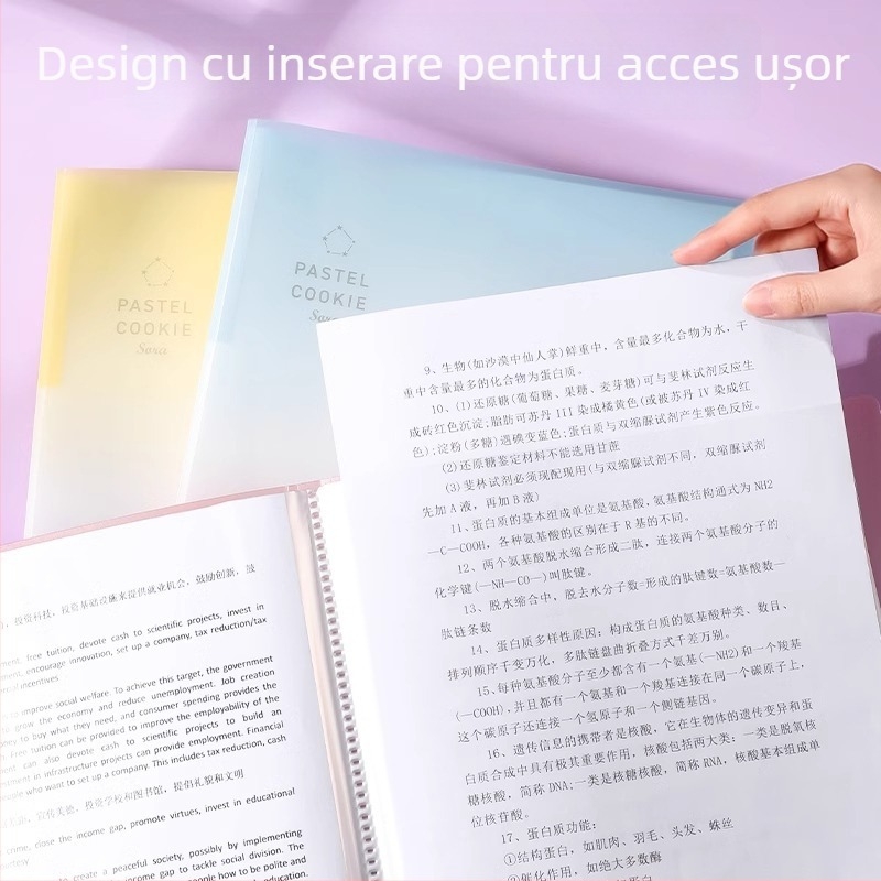 Dosar de documente Kokuyo, transparent, gradient albastru, A4/A3, pliabil, 20/30/40 pagini
