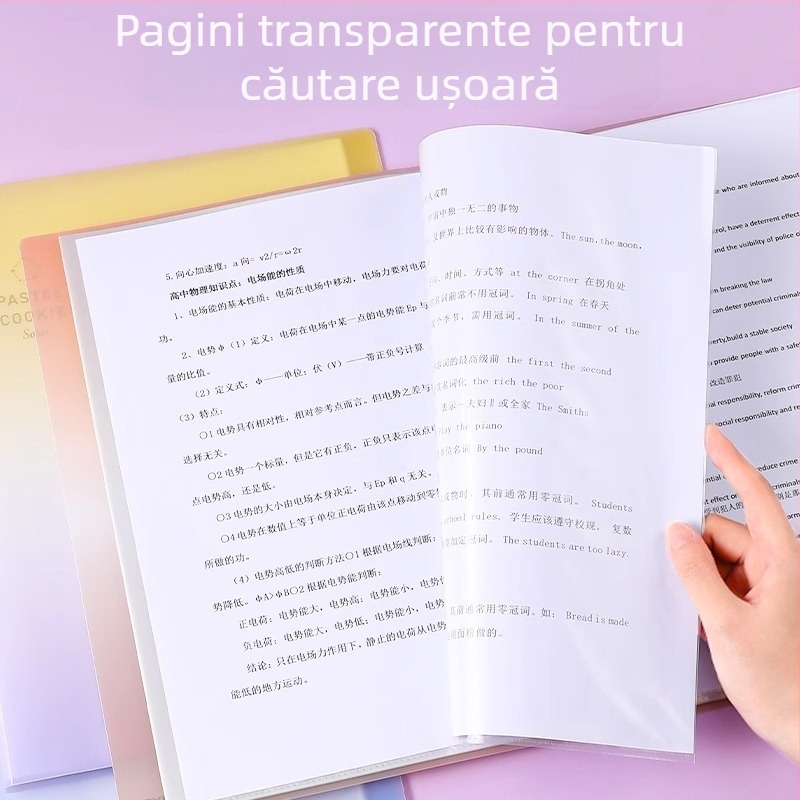 Dosar de documente Kokuyo, transparent, gradient albastru, A4/A3, pliabil, 20/30/40 pagini