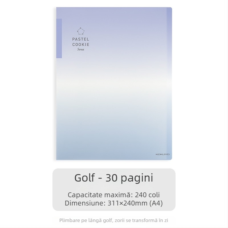 Dosar de documente Kokuyo, transparent, gradient albastru, A4/A3, pliabil, 20/30/40 pagini