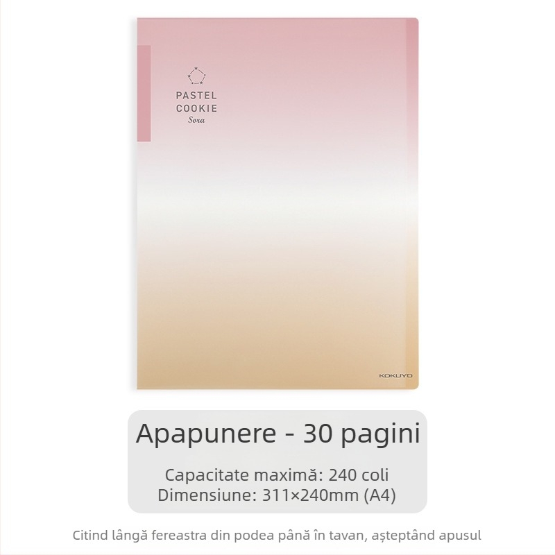 Dosar de documente Kokuyo, transparent, gradient albastru, A4/A3, pliabil, 20/30/40 pagini