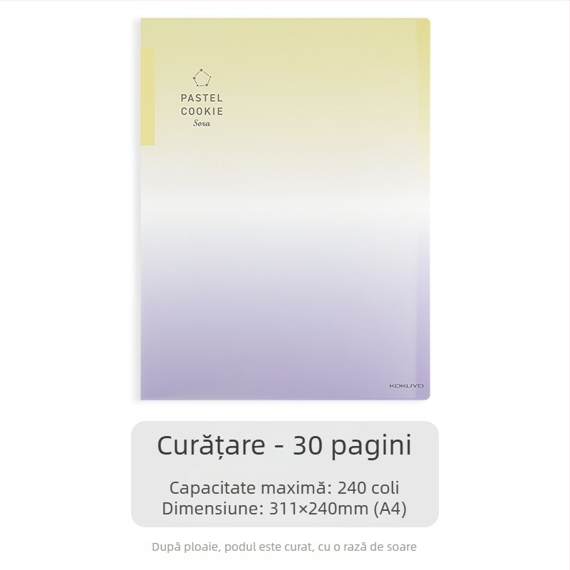Dosar de documente Kokuyo, transparent, gradient albastru, A4/A3, pliabil, 20/30/40 pagini