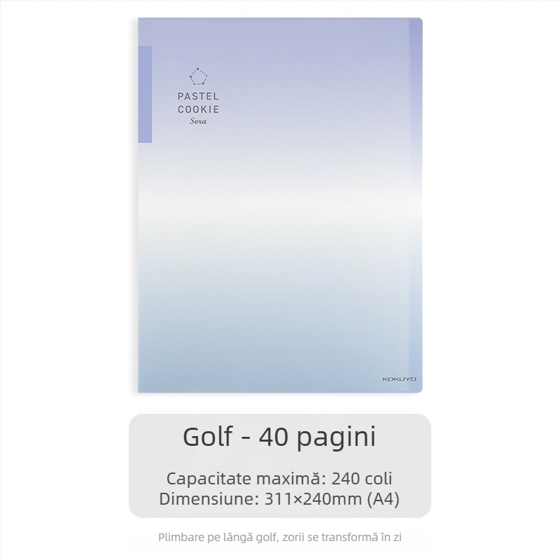 Dosar de documente Kokuyo, transparent, gradient albastru, A4/A3, pliabil, 20/30/40 pagini